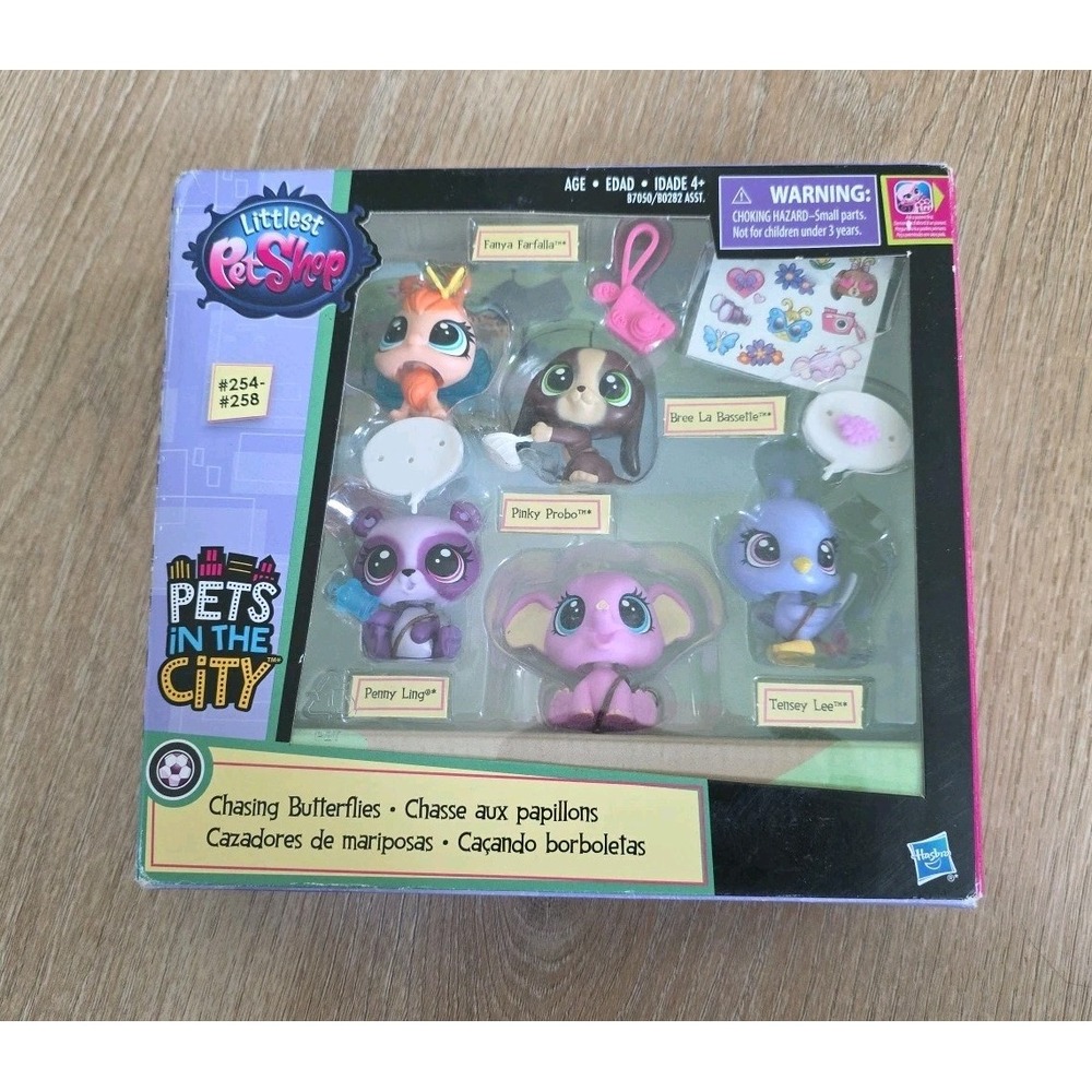 Littlest Pet Shop Chasing Butterflies 254-258 Bree La Bassette Pinky Probo